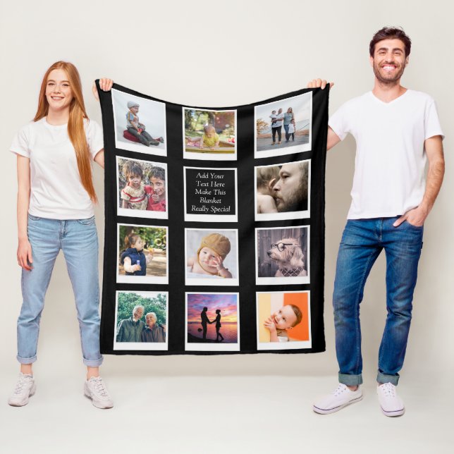 11 Photo Collage Personalized Fleece Blanket (In Situ)