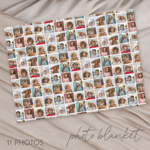 11 Photo Collage - Random Pattern Squares Fleece Blanket