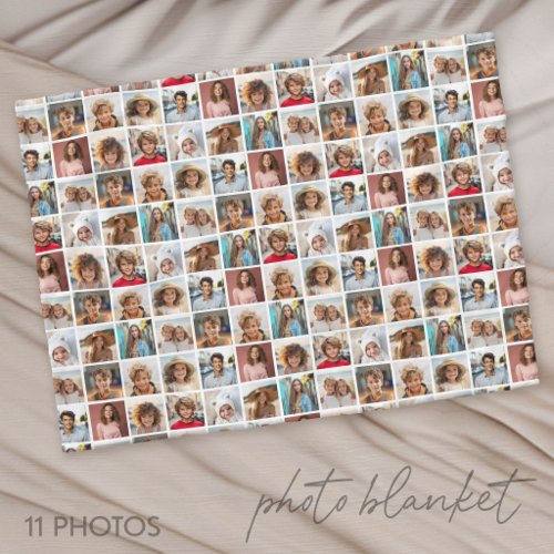 11 Photo Collage - Random Pattern Squares Fleece Blanket