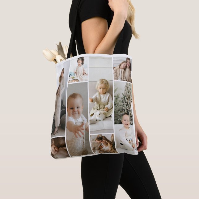 11 Photo collage template personalized Tote Bag (Close Up)