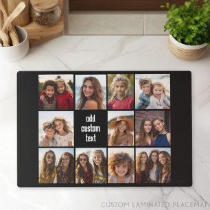 11 Photo Collage with Black Background Placemat