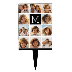 11 Photo Grid Collage with Monogram Cake Topper