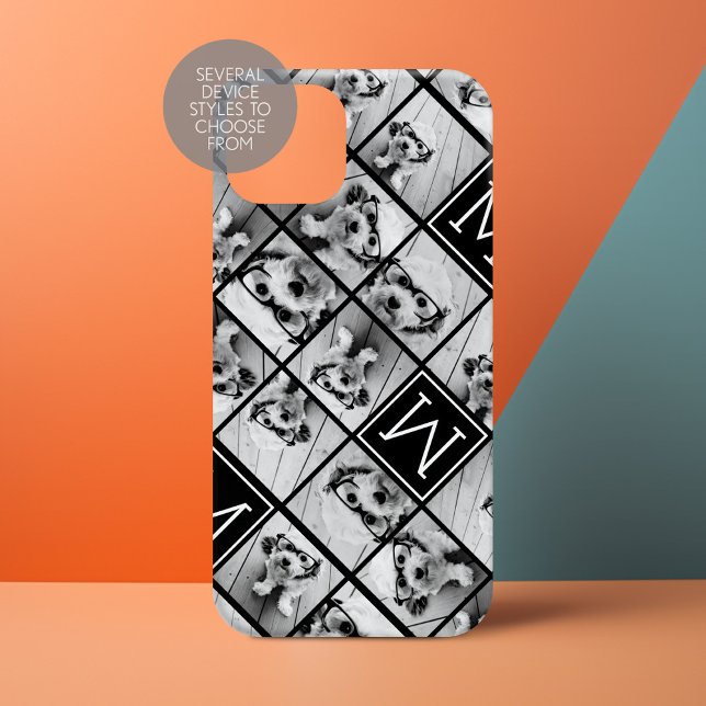 11 Photo Grid Collage with Monogram Case-Mate iPhone Case (Personalize a Phone Case with your photos and monogram)