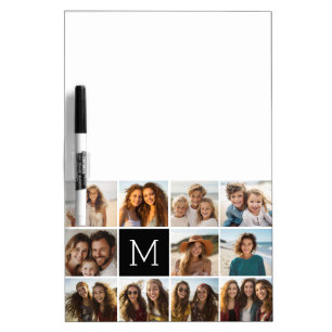 11 Photo Grid Collage with Monogram Dry Erase Board