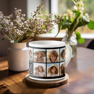 11 Photo Grid Collage with Monogram Espresso Cup
