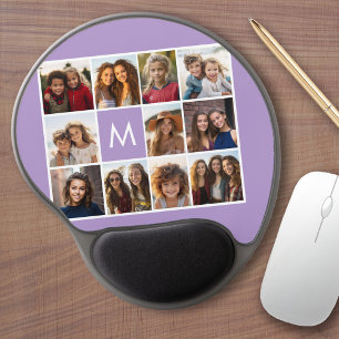 11 Photo Grid Collage with Monogram Gel Mouse Pad