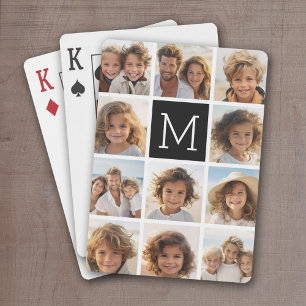 11 Photo Grid Collage with Monogram Poker Cards