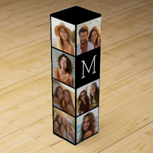 11 Photo Grid Collage with Monogram Wine Box