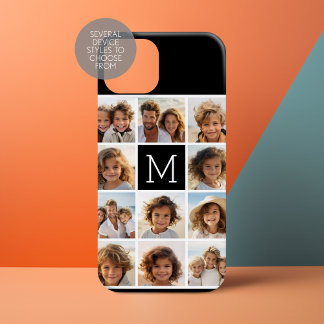 11 Photo Instagram Collage Black Monogram iPhone 15 Case