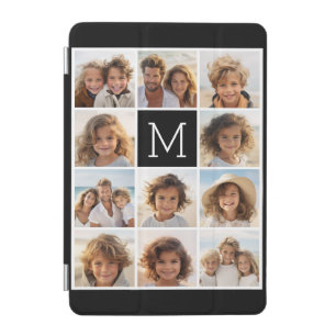 11 Photo Instagram Collage Custom Black Monogram iPad Mini Cover