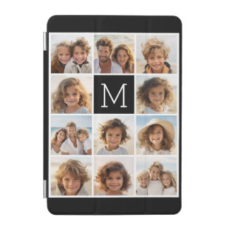 11 Photo Instagram Collage Custom Black Monogram iPad Mini Cover
