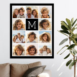 11 Photo Instagram Collage Custom Black Monogram Poster<br><div class="desc">Black and White - Use up to 11 square photos to create a unique and personal gift. Or you can keep the hipster puppy and make a trendy keepsake. If you need to adjust the pictures,  click on the customize tool to make changes.</div>