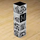 11 Photo Instagram Collage Custom Black Monogram Wine Box<br><div class="desc">Black and White - Use up to 11 square photos to create a unique and personal gift. Or you can keep the hipster puppy and make a trendy keepsake. If you need to adjust the pictures,  click on the customize tool to make changes.</div>