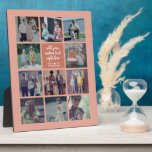 11 Photo Instagram Collage - Custom Text Coral Plaque<br><div class="desc">Coral and White - Use up to 11 square photos to create a unique and personal gift. If you need to adjust the pictures,  click on the customize tool to make changes.</div>