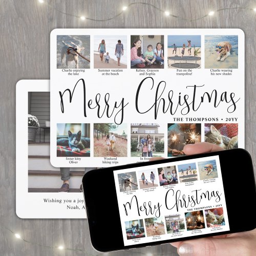 11 Photo Script Merry Christmas Year in Review Holiday Card