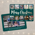11 Photo Teal Green Merry Christmas Modern Collage Foil Holiday Card<br><div class="desc">Send stylish joyful greetings and share 11 of your favorite pictures with a custom photo collage teal and rose gold foil holiday card. All text on this template is simple to personalize to include any wording, such as Merry Christmas, Happy Holidays, Seasons Greetings, New Year Cheers etc. (IMAGE PLACEMENT TIP:...</div>