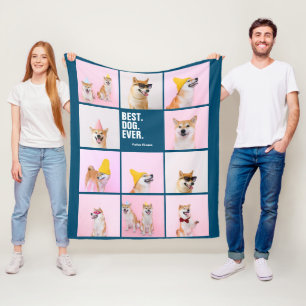 11 photos collage personalized Best Dog Ever Fleece Blanket