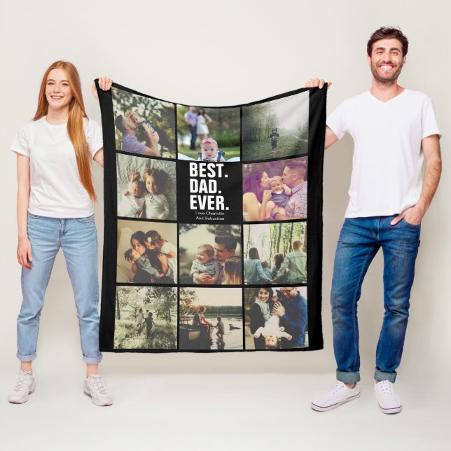 11 photos collage personalized Fathers Day Fleece Blanket (In Situ)