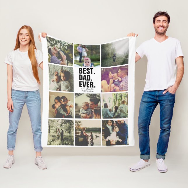 11 photos collage personalized Fathers Day Fleece Blanket (In Situ)