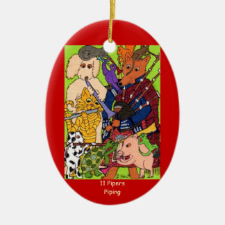 11 Pipers Piping Ceramic Ornament