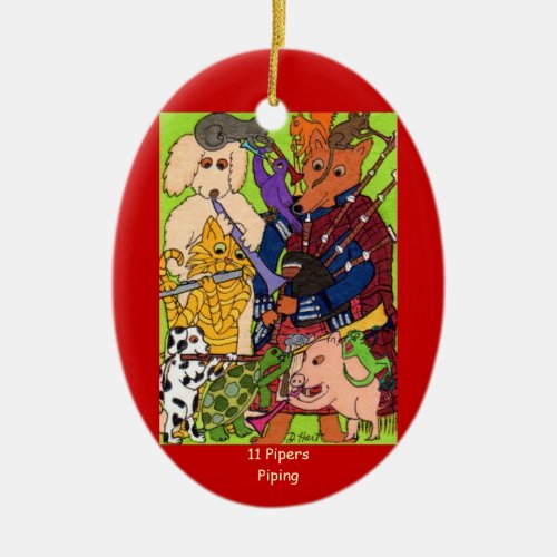 11 Pipers Piping Ceramic Ornament