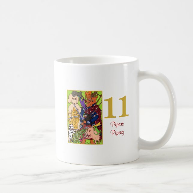 11 Pipers Piping Cute Animals & Typography Coffee Mug (Right)
