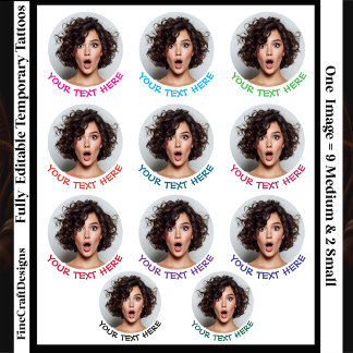 11 Same Custom Photo/Image & Text/Name Multi Temporary Tattoos