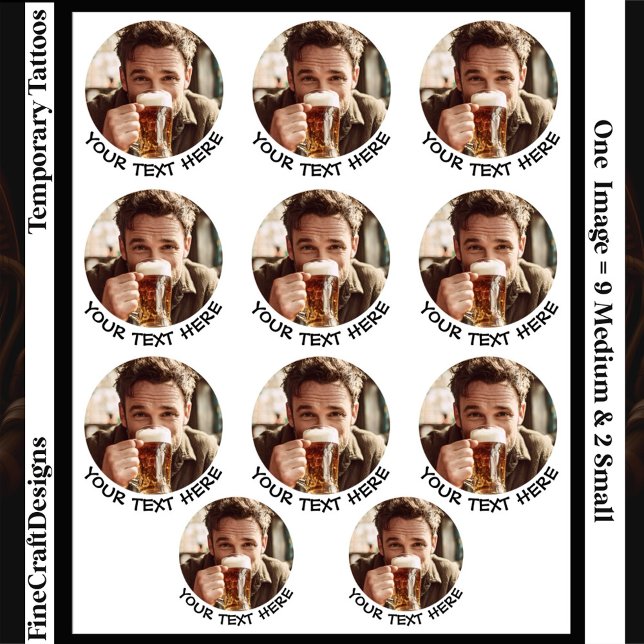 11 Same Custom Photo/Image & Text/Name Temporary Tattoos (Creator Uploaded)