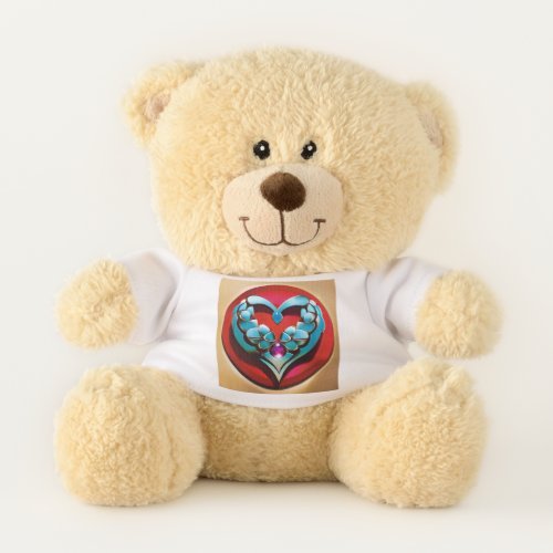 11 Sherman Teddy Bear with Love Red Rose