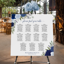 11 Table Blue Boho Roses Wedding Seating Chart  Foam Board