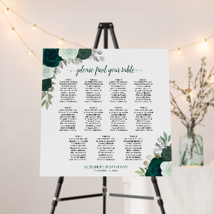 11 Table Emerald Green Boho Wedding Seating Chart  Foam Board