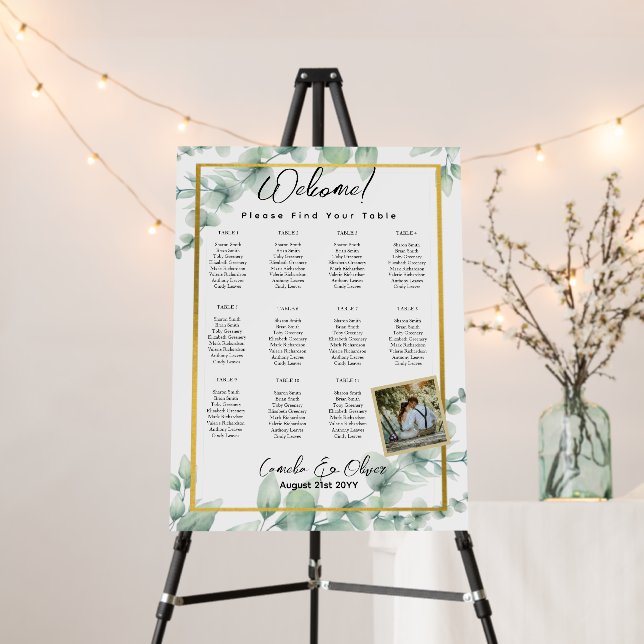 11 Table Greenery PHOTO Seating Chart Welcome Foam Board (In Situ (Stand))