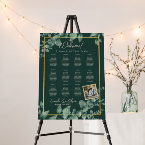 11 Table Greenery PHOTO Seating Chart Welcome Foam Board