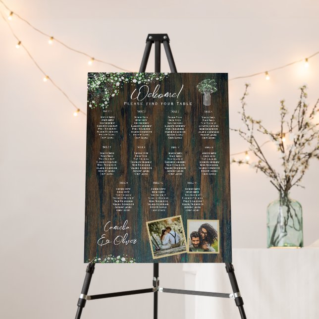 11 Table Rustic Wood Gypsophila PHOTO SEATING Foam Board (In Situ (Stand))