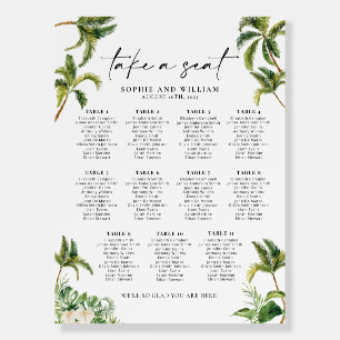 11 Table Seating Chart Tropical, Seating Chart Foam Board