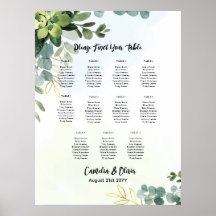 11 Table Wedding Seating Chart Greenery Eucalyptus