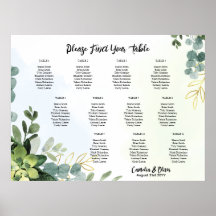 11 Table Wedding Seating Chart Greenery Eucalyptus