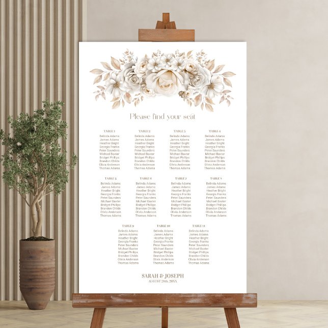 11 Table White Floral Wedding Seating Chart (Creator Uploaded)