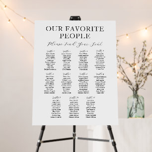 11 Tables Up to 110 Guests Wedding Seating Chart Foam Board
