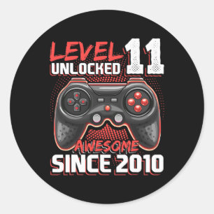 11 Unlocked Awesome 2010 Video Game 11th Birthday Classic Round Sticker