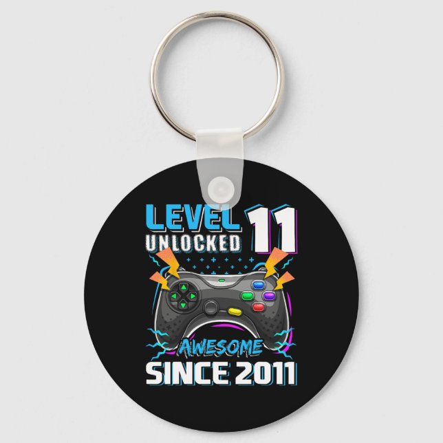 11 Unlocked Awesome 2011 Video Game 11th Birthday  Keychain (Front)
