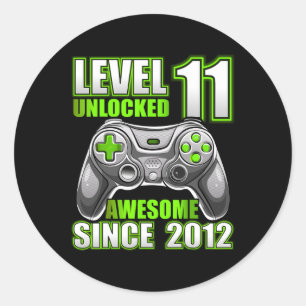 11 Unlocked Awesome 2012 Video Game 11th Birthday Classic Round Sticker