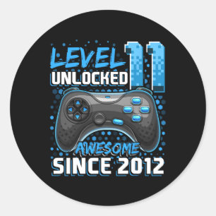 11 Unlocked Awesome 2012 Video Game 11th Birthday Classic Round Sticker