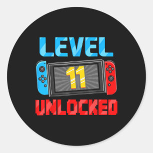 11 Unlocked Gamer 11th Birthday Gift Video Game Bo Classic Round Sticker
