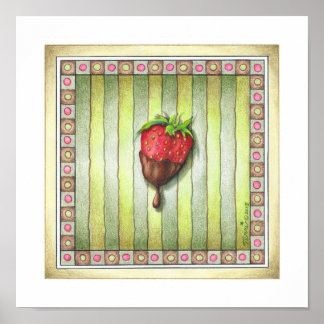 11"X11" POSTER - CHOCOLATE COVERED STRAWBERRY Art
