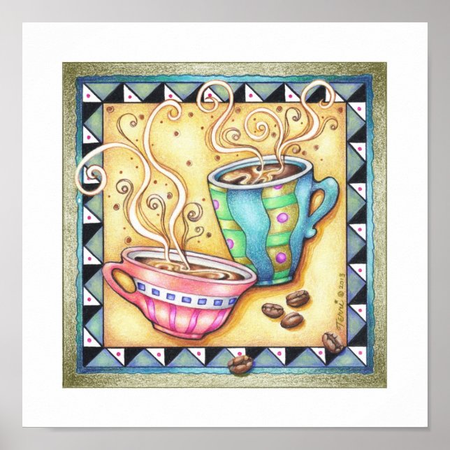 11"x11" POSTER - COOL BEANS! Coffee Art (Front)