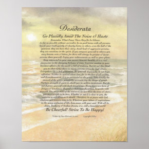 11 x 14 Desiderata Poster on Golden Ocean Sunset