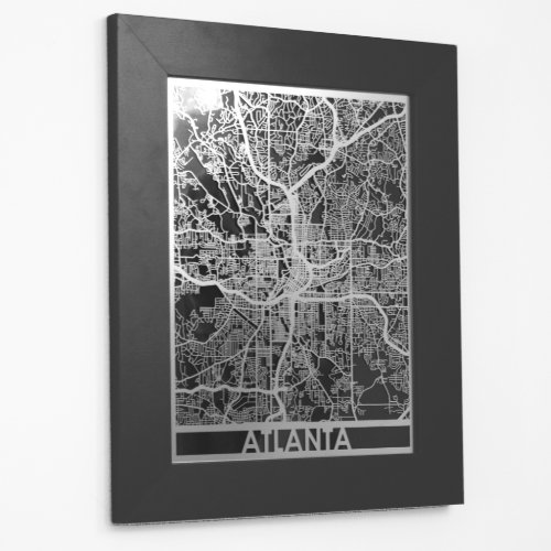 11 X 14 Stainless Steel Cut Atlanta City Map