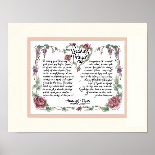 11 x 14 Wedding Prayer Anniversary Calligraphy Poster