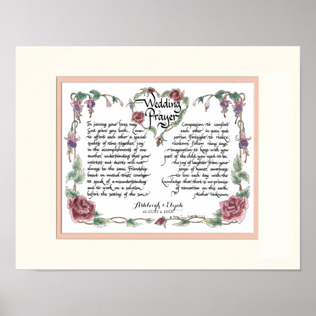 11 x 14 Wedding Prayer, Anniversary Calligraphy Poster (Front)